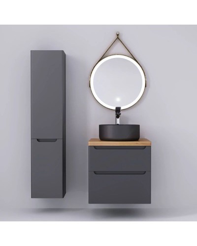 Тумба серый матовый 60 см Jorno Wood Wood.01.60/P/GR + Wood.06.60/LW