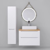 Тумба белый глянец 80 см Jorno Wood Wood.01.80/P/W + Wood.06.80/LW