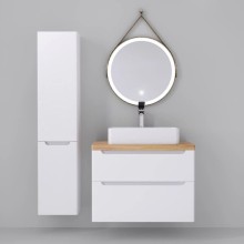 Тумба белый глянец 80 см Jorno Wood Wood.01.80/P/W + Wood.06.80/LW