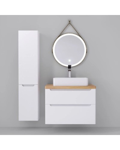 Тумба белый глянец 80 см Jorno Wood Wood.01.80/P/W + Wood.06.80/LW