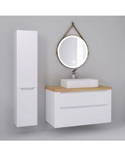 Тумба белый глянец 100 см Jorno Wood Wood.01.100/P/W + Wood.06.100/LW