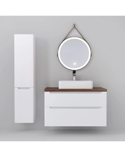 Тумба белый глянец 100 см Jorno Wood Wood.01.100/P/W + Wood.06.100/DW