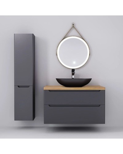 Тумба серый матовый 100 см Jorno Wood Wood.01.100/P/GR + Wood.06.100/LW