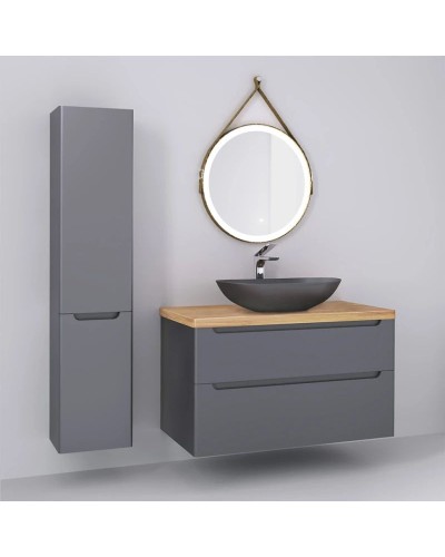 Тумба серый матовый 100 см Jorno Wood Wood.01.100/P/GR + Wood.06.100/LW