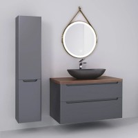 Тумба серый матовый 100 см Jorno Wood Wood.01.100/P/GR + Wood.06.100/DW