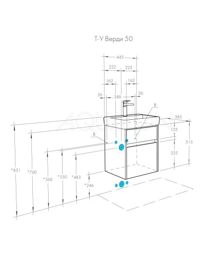 Тумба белый глянец/ясень фабрик 44,5 см Акватон Верди 1A195901VDAV0