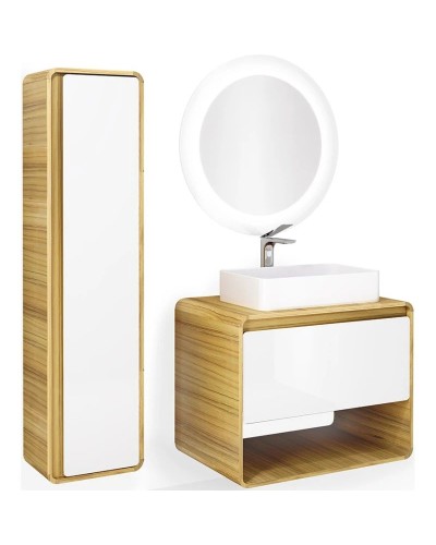 Тумба белый/дуб 80 см Jorno Ronda Ron.01.80/P/D-W