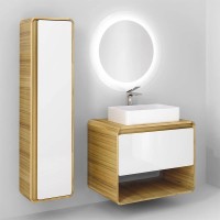 Тумба белый/дуб 80 см Jorno Ronda Ron.01.80/P/D-W