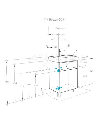 Тумба белый глянец/ясень фабрик 54 см Акватон Верди 1A207701VDAV0