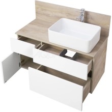 Тумба дуб эндгрейн/белый матовый 99 см Акватон Мишель 1A244101MIX40