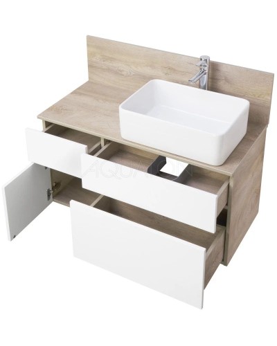 Тумба дуб эндгрейн/белый матовый 99 см Акватон Мишель 1A244101MIX40