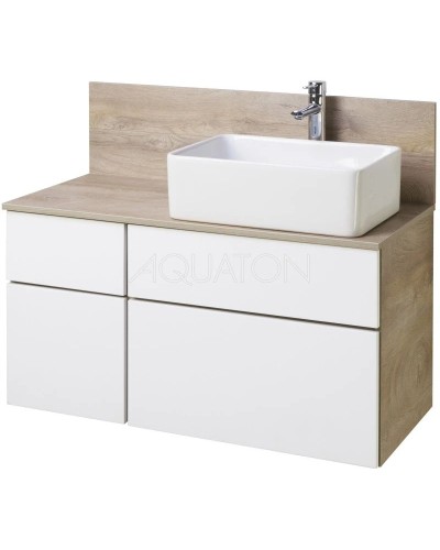 Тумба дуб эндгрейн/белый матовый 99 см Акватон Мишель 1A244101MIX40
