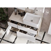 Тумба дуб эндгрейн/белый матовый 99 см Акватон Мишель 1A244101MIX40