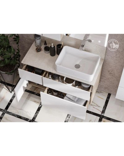 Тумба дуб эндгрейн/белый матовый 99 см Акватон Мишель 1A244101MIX40