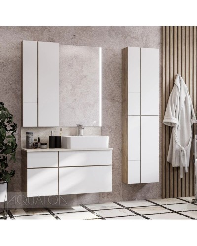 Тумба дуб эндгрейн/белый матовый 99 см Акватон Мишель 1A244101MIX40