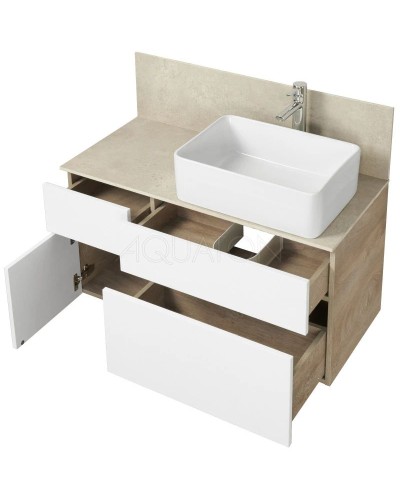 Тумба дуб эндгрейн/белый матовый 99 см Акватон Мишель 1A244101MIX40