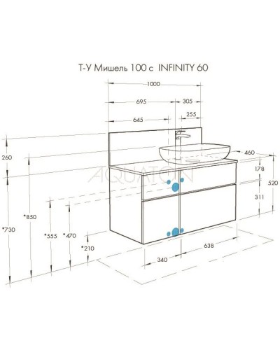Тумба дуб эндгрейн/белый матовый 99 см Акватон Мишель 1A244101MIX40