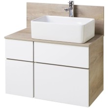 Тумба дуб эндгрейн/белый матовый 79 см Акватон Мишель 1A244501MIX40