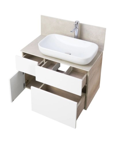 Тумба дуб эндгрейн/белый матовый 79 см Акватон Мишель 1A244501MIX40