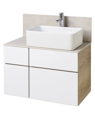 Тумба дуб эндгрейн/белый матовый 79 см Акватон Мишель 1A244501MIX40