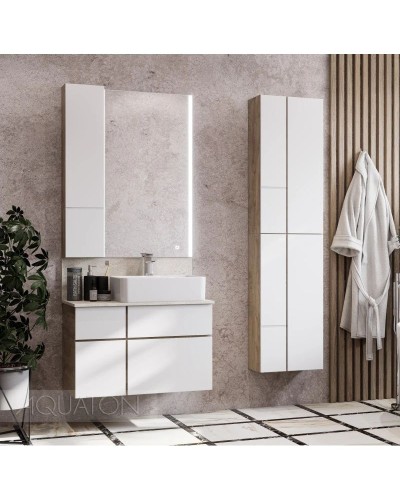 Тумба дуб эндгрейн/белый матовый 79 см Акватон Мишель 1A244501MIX40