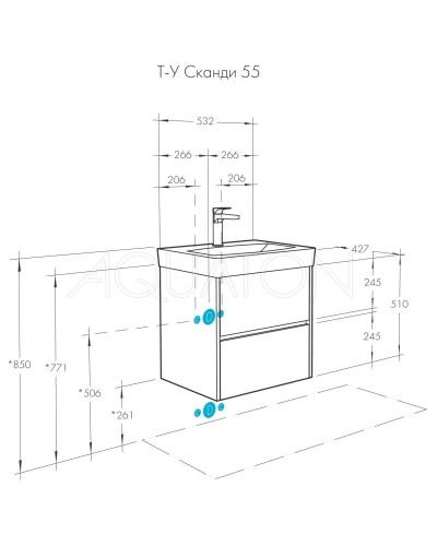 Тумба белый глянец/дуб рустикальный 53,2 см Акватон Сканди 1A251701SDZ90
