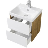 Тумба белый глянец/дуб рустикальный 53,2 см Акватон Сканди 1A251701SDZ90