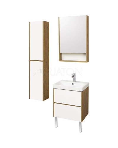 Тумба белый глянец/дуб рустикальный 53,2 см Акватон Сканди 1A251701SDZ90