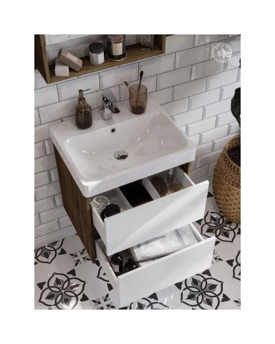 Тумба белый глянец/дуб рустикальный 53,2 см Акватон Сканди 1A251701SDZ90