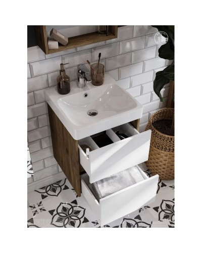 Тумба белый глянец/дуб рустикальный 43,2 см Акватон Сканди 1A251601SDZ90