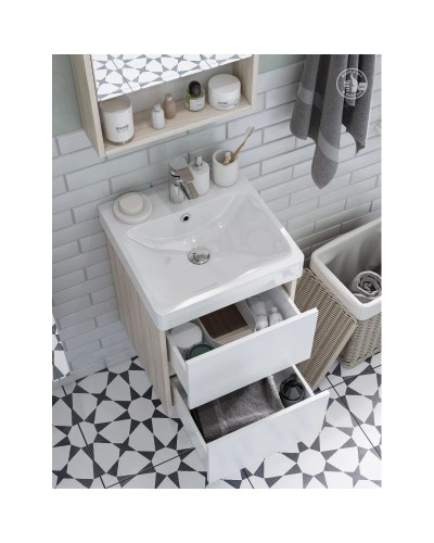 Тумба белый глянец/дуб верона 43,2 см Акватон Сканди 1A251601SDB20