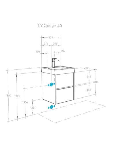 Тумба белый глянец/дуб верона 43,2 см Акватон Сканди 1A251601SDB20