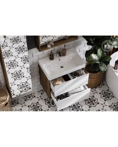 Тумба белый глянец/дуб рустикальный 68,2 см Акватон Сканди 1A251801SDZ90