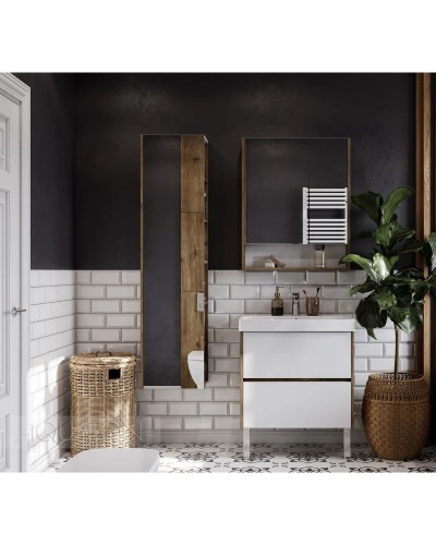 Тумба белый глянец/дуб рустикальный 68,2 см Акватон Сканди 1A251801SDZ90