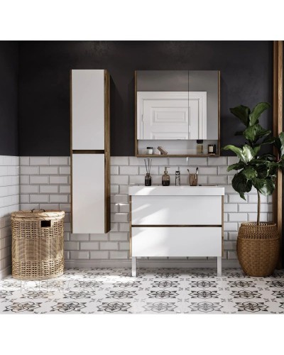 Тумба белый глянец/дуб рустикальный 88,2 см Акватон Сканди 1A251901SDZ90