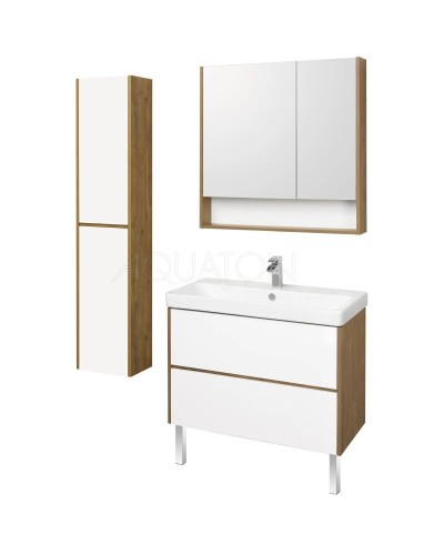 Тумба белый глянец/дуб рустикальный 88,2 см Акватон Сканди 1A251901SDZ90