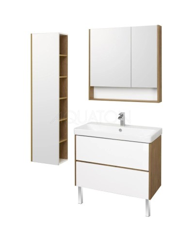 Тумба белый глянец/дуб рустикальный 88,2 см Акватон Сканди 1A251901SDZ90