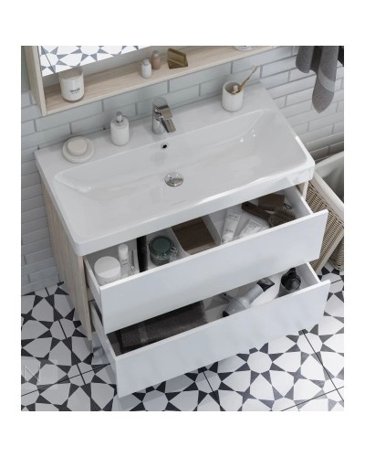 Тумба белый глянец/дуб верона 88,2 см Акватон Сканди 1A251901SDB20