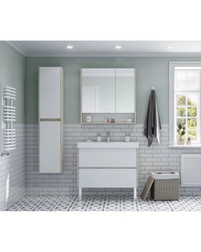 Тумба белый глянец/дуб верона 88,2 см Акватон Сканди 1A251901SDB20