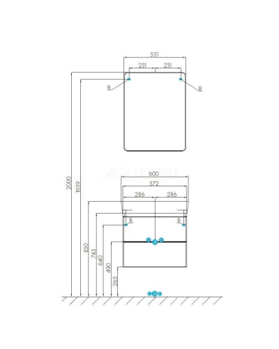 Тумба белый глянец/серый кашемир 57,2 см Акватон Скай 1A238201SY010