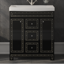 Bella - 75 Тумба с 3 ящ. черная с кристаллами