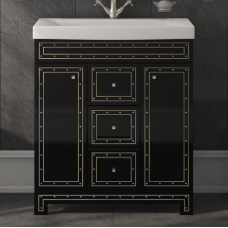 Bella - 75 Тумба с 3 ящ. черная с кристаллами