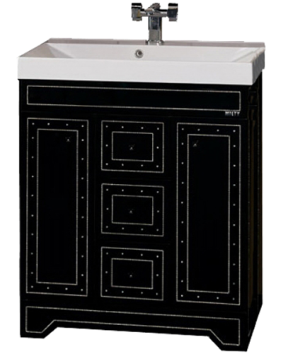 Bella - 75 Тумба с 3 ящ. черная с кристаллами