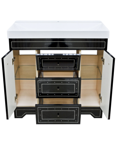 Bella - 75 Тумба с 3 ящ. черная с кристаллами