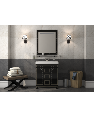 Bella - 75 Тумба с 3 ящ. черная с кристаллами