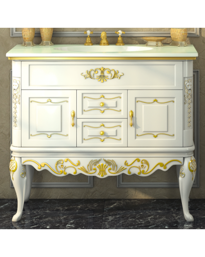 Bianco - 90 Тумба с 2 ящ. беж сусальное золото