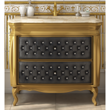 Bogema -100 Тумба с 2 ящ. черная кожа золото
