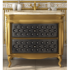 Bogema -100 Тумба с 2 ящ. черная кожа золото