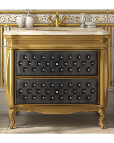 Bogema -100 Тумба с 2 ящ. черная кожа золото
