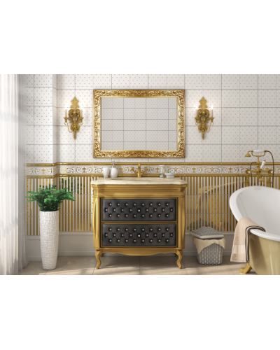 Bogema -100 Тумба с 2 ящ. черная кожа золото